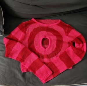 Lirika Matoshi Look-a-like Cropped Striped Sweater in Dark Pink and Hot Pink